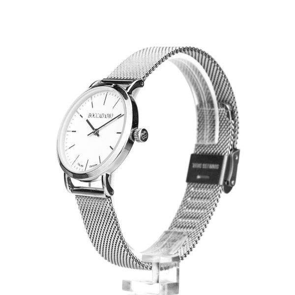 Boccadamo - Orologio donna con quadrante bianco e cinturino maglia mesh silver ID: MX001