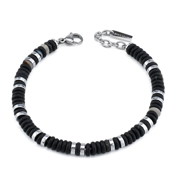 Boccadamo - Bracciale uomo con agata nera ed ematite rodio
ID: ABR681N