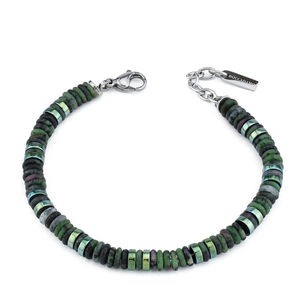 Boccadamo - Bracciale uomo con zoisite ed ematite verde
ID: ABR681V