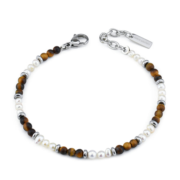 Boccadamo - Bracciale uomo con occhio di tigre e perle
ID: ABR682M