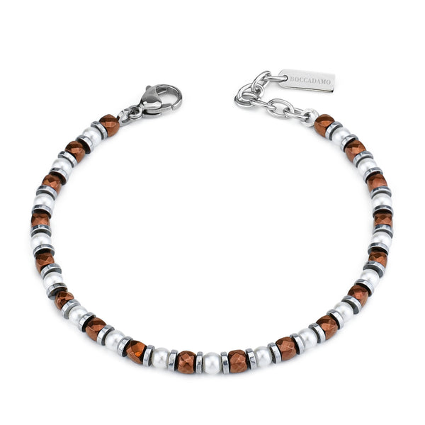 Boccadamo - Bracciale uomo con occhio di tigre e perle sintetiche
ID: ABR685M