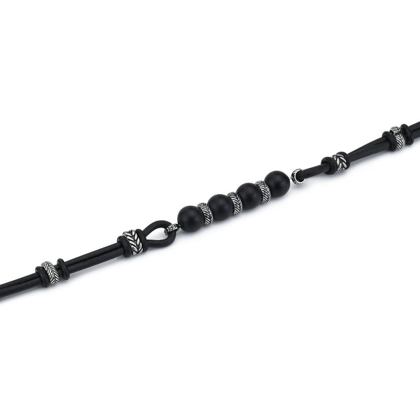 Boccadamo - Bracciale uomo di cuoio con agata nera
ID: ABR704N