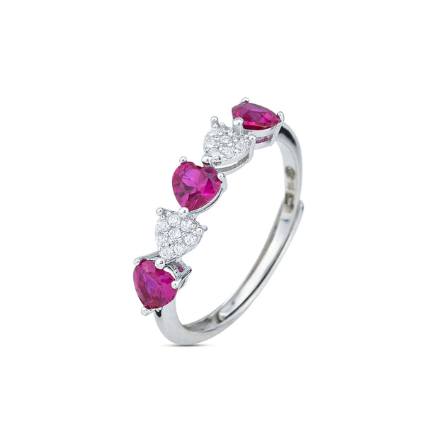 Boccadamo - Anello con zirconi rubino e zirconi bianchi a forma di cuore
ID: AN503R