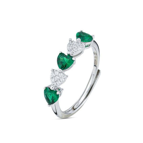 Boccadamo - Anello con zirconi verdi e zirconi bianchi a forma di cuore
ID: AN503V