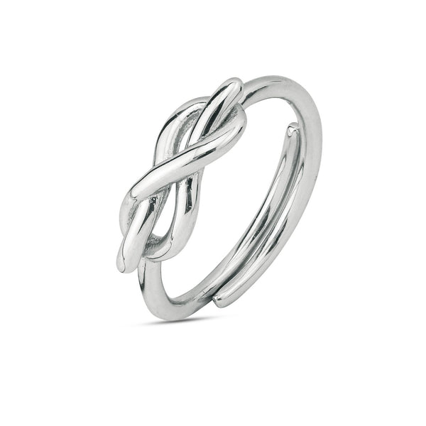 Boccadamo -  Anello in argento rodiato con centrale intrecciato a forma di infinito. ID: BAN068