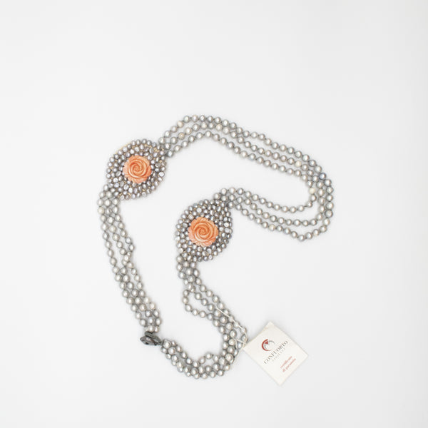 Confuorto - Collana con perle grigie