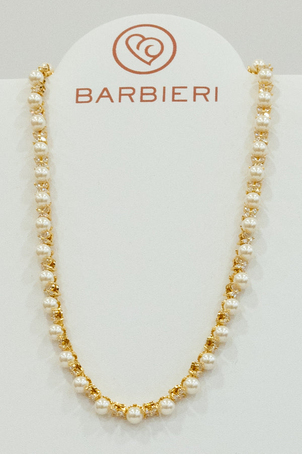 Barbieri - Collana girocollo con strass e perline