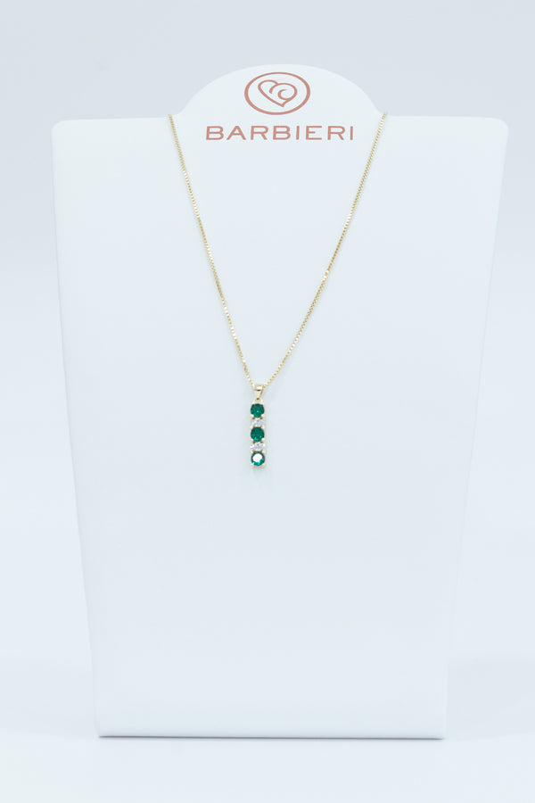 Barbieri - Collana con pendente in cristalli verdi