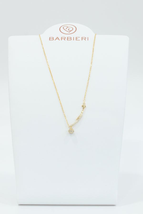 Barbieri - Collana in argento placcato oro con pendente con cristalli