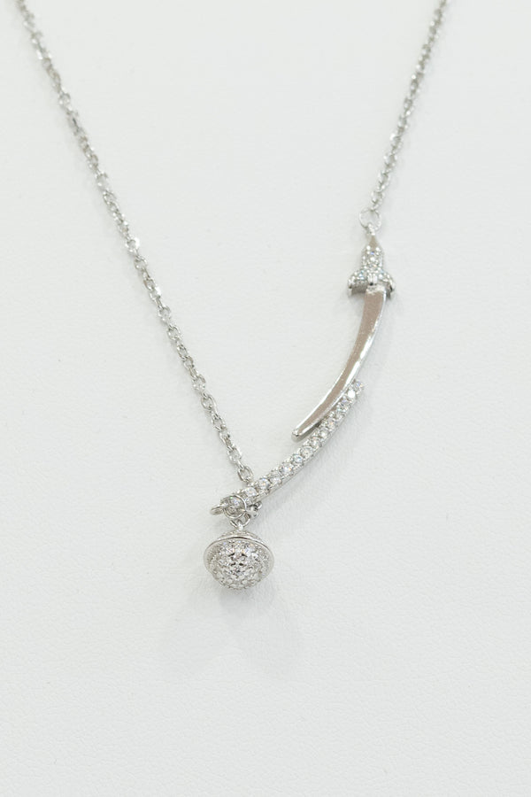 Barbieri - Collana in argento rodiato con pendente con cristalli
