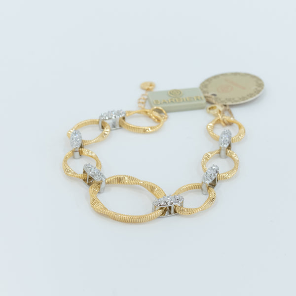 Barbieri - Bracciale metallo placcato oro con anelli e strass
