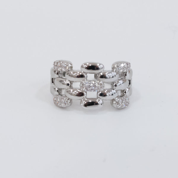 Barbieri - Anello metallo rodiato con cristalli
