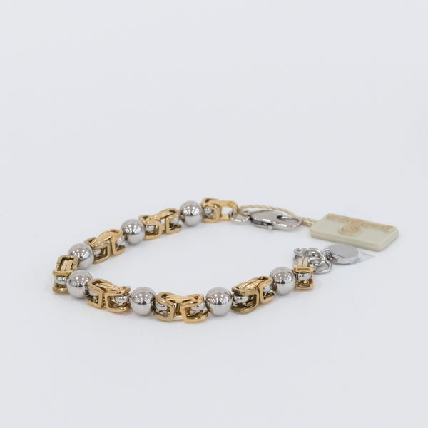 Barbieri - Bracciale in acciaio con anelli dorati