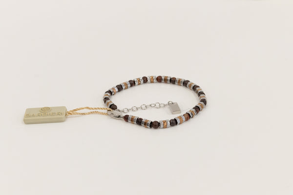 Barbieri - Bracciale in acciaio dorato con pietre bordeaux