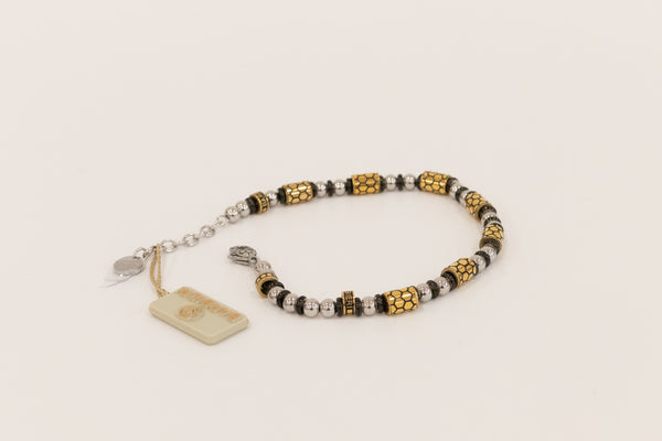 Barbieri - Bracciale in acciaio con cilindri dorati