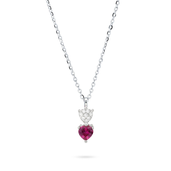 Boccadamo - Collana con cuori pendenti di zirconi bianchi e rubino
ID: GR883R