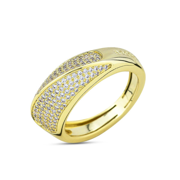 Boccadamo - Anello placcato oro giallo con superficie in pavè di zirconi ID: KAN019D