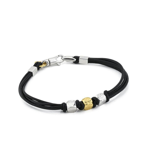 Boccadamo - Bracciale in cuoio nero con tre cubotti
ID: MBR219N