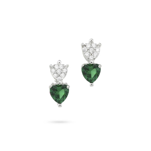 Boccadamo - Orecchini con zirconi a cuore bianchi e verdi e zirconi ID: OR848V